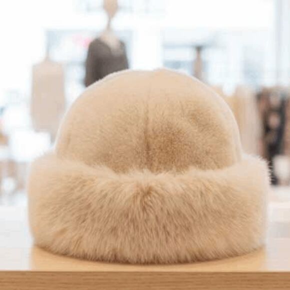 2/$30 Ladies Fuzzy Ivory Print Bucket Hat - Picture 1 of 6